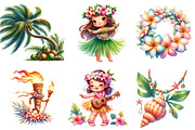 Cute Tropical Hula Dance Hawaiian, an Illustration by Watercolor design (Thumbnail 2 of 4)