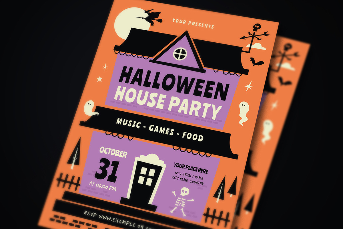 Halloween House Party Event Flyer Se, a Flyer Template by VectorVactory (Photo 4 of 4)