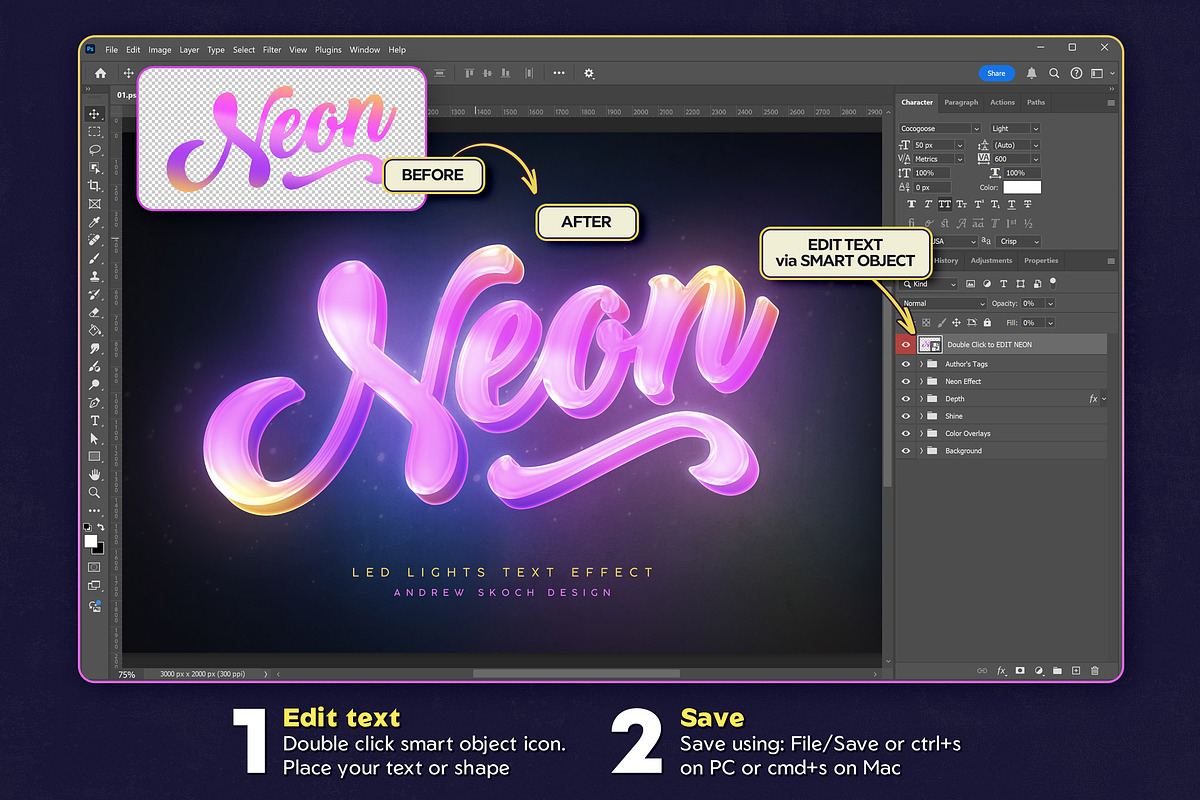 Led Lights Text Effects, a Brushes & More by Andrew Skoch Design (Photo 2 of 9)