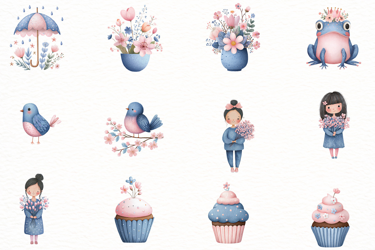 Whimsical purple Spring Clipart, an Illustration by Designworld (Photo 2 of 8)