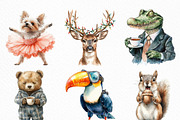 Watercolor Funny Animals Clipart, an Illustration by Craft Nest (Thumbnail 4 of 6)