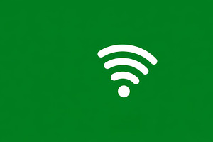 WiFi symbol on green background representing wireless connectivity and internet, an Illustration by AS photostudio