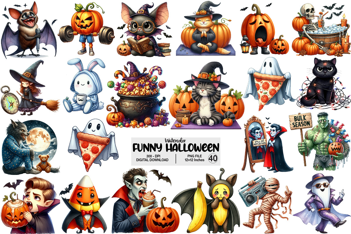 Funny Halloween Clipart, an Illustration by Pixels.Craft (Photo 1 of 9)