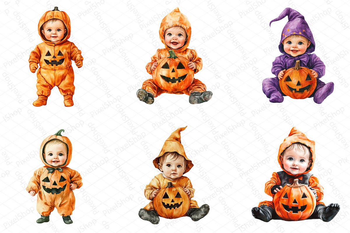 Halloween Baby Costume Clipart, an Illustration by DreamPrint404 (Photo 4 of 6)