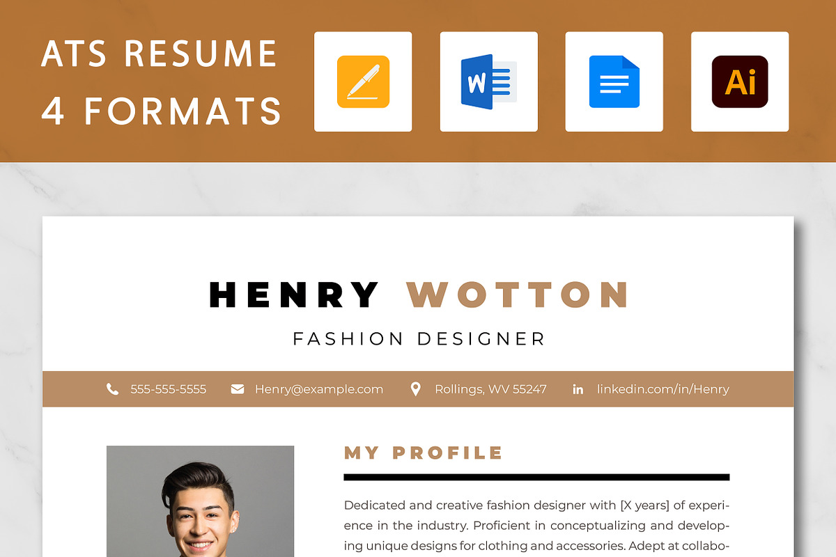 Fashion Designer Resume Template, a Resume Template by ResumeInventor (Photo 1 of 9)