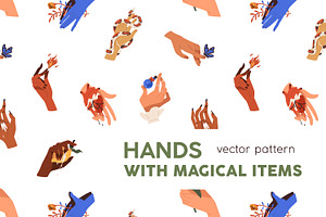 Witch magic hands seamless pattern, a Pattern Graphic by Good Studio