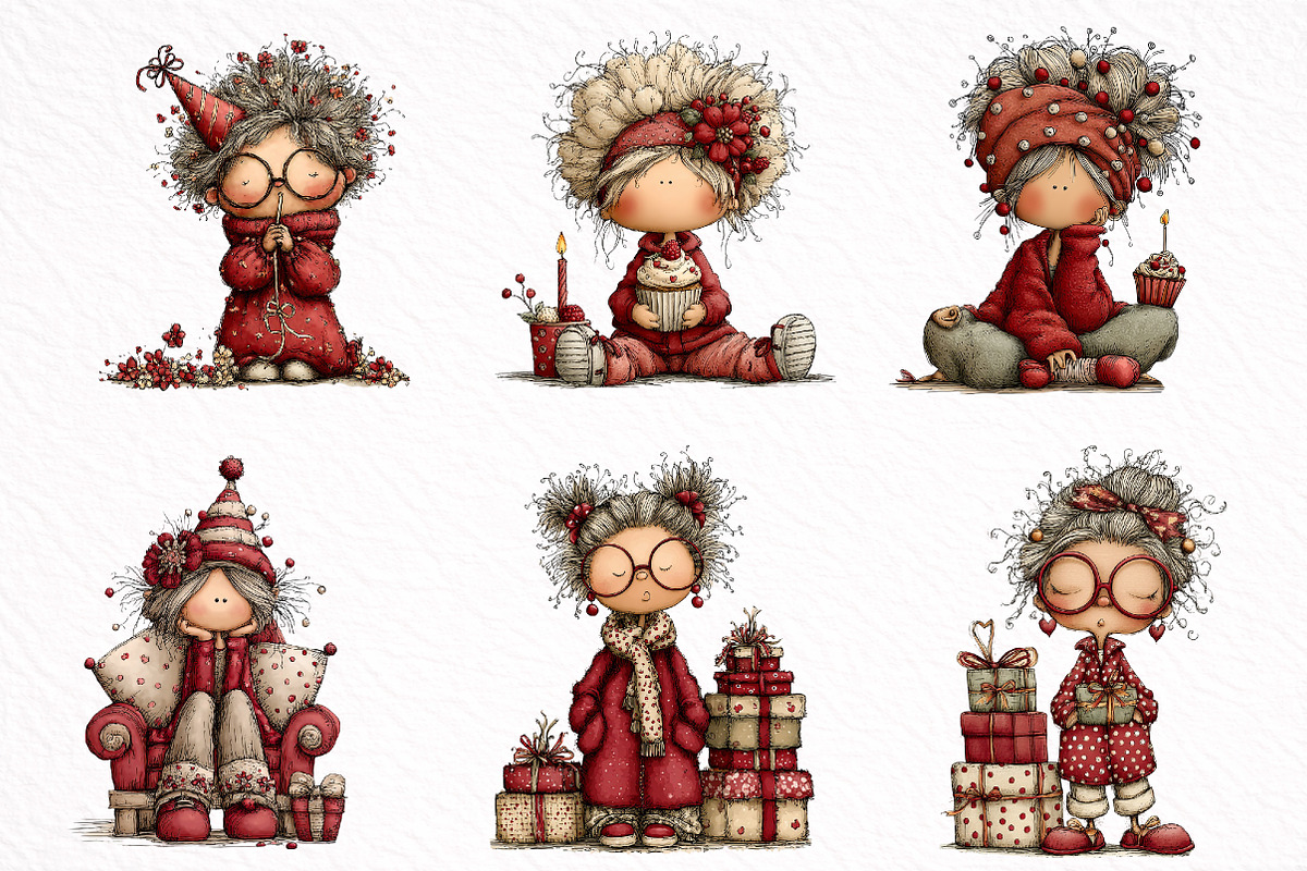 Whimsical Old Lady Birthday Clipart, an Illustration by DreamArtGraphic (Photo 6 of 8)