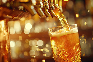 Beer tap pouring a beer in glass, a Food & Drink Photo by AlyaAnd