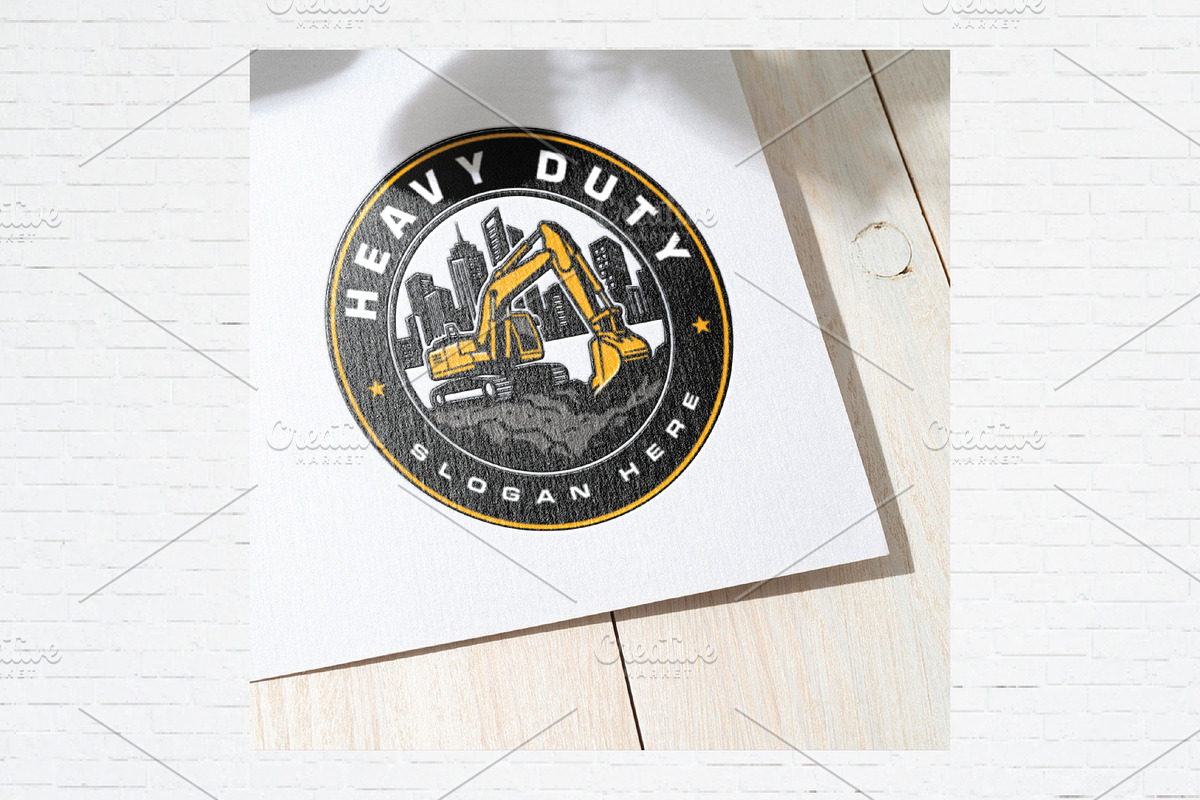 Premade Excavator Logo Template, a Transportation Illustration by Guavanaboy (Photo 3 of 3)