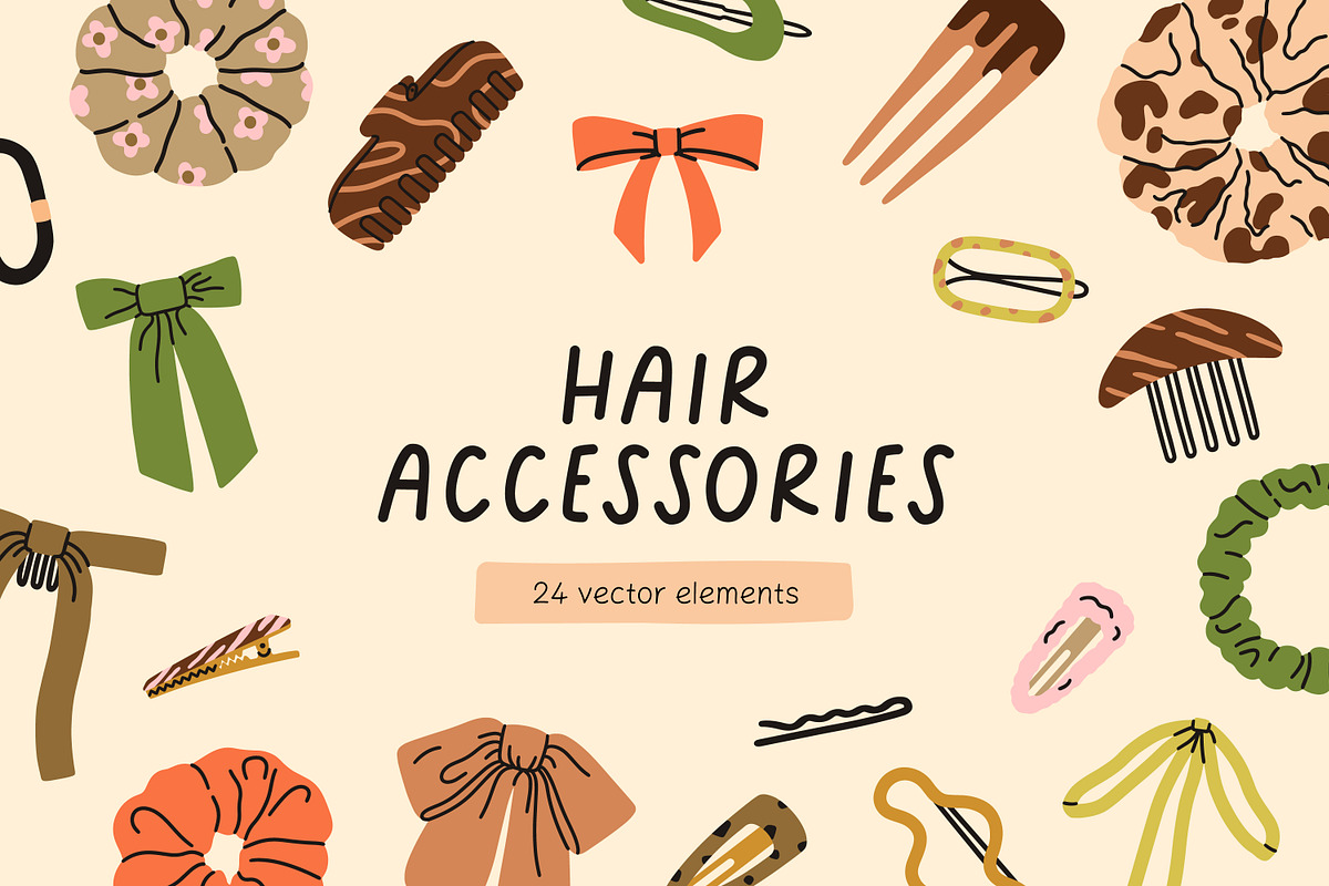 Hair accessories for girls set, a Decorative Illustration by Good Studio (Photo 1 of 3)