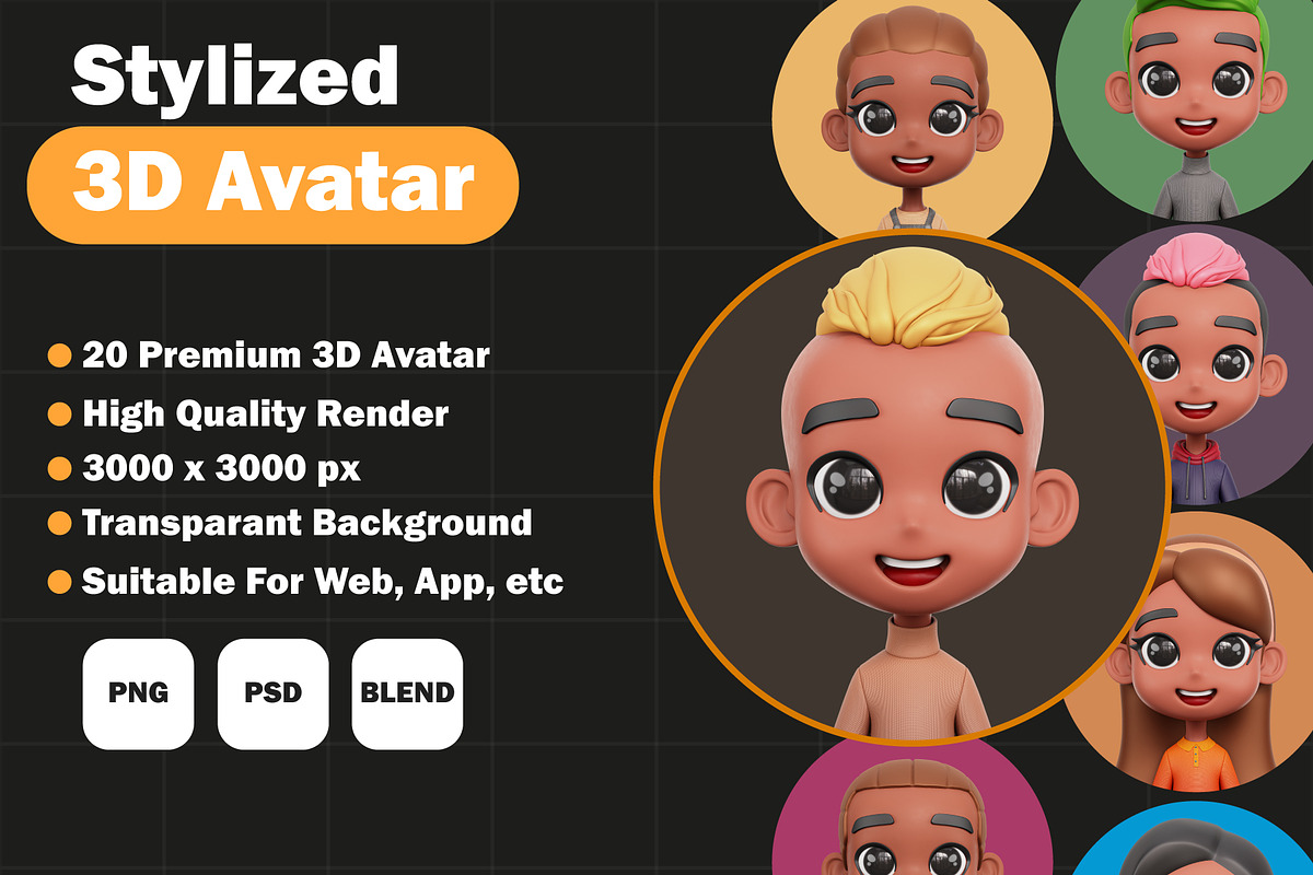Stylized 3D Avatar Set, a Characters & Person 3D Model by Kentung 3D (Photo 1 of 6)