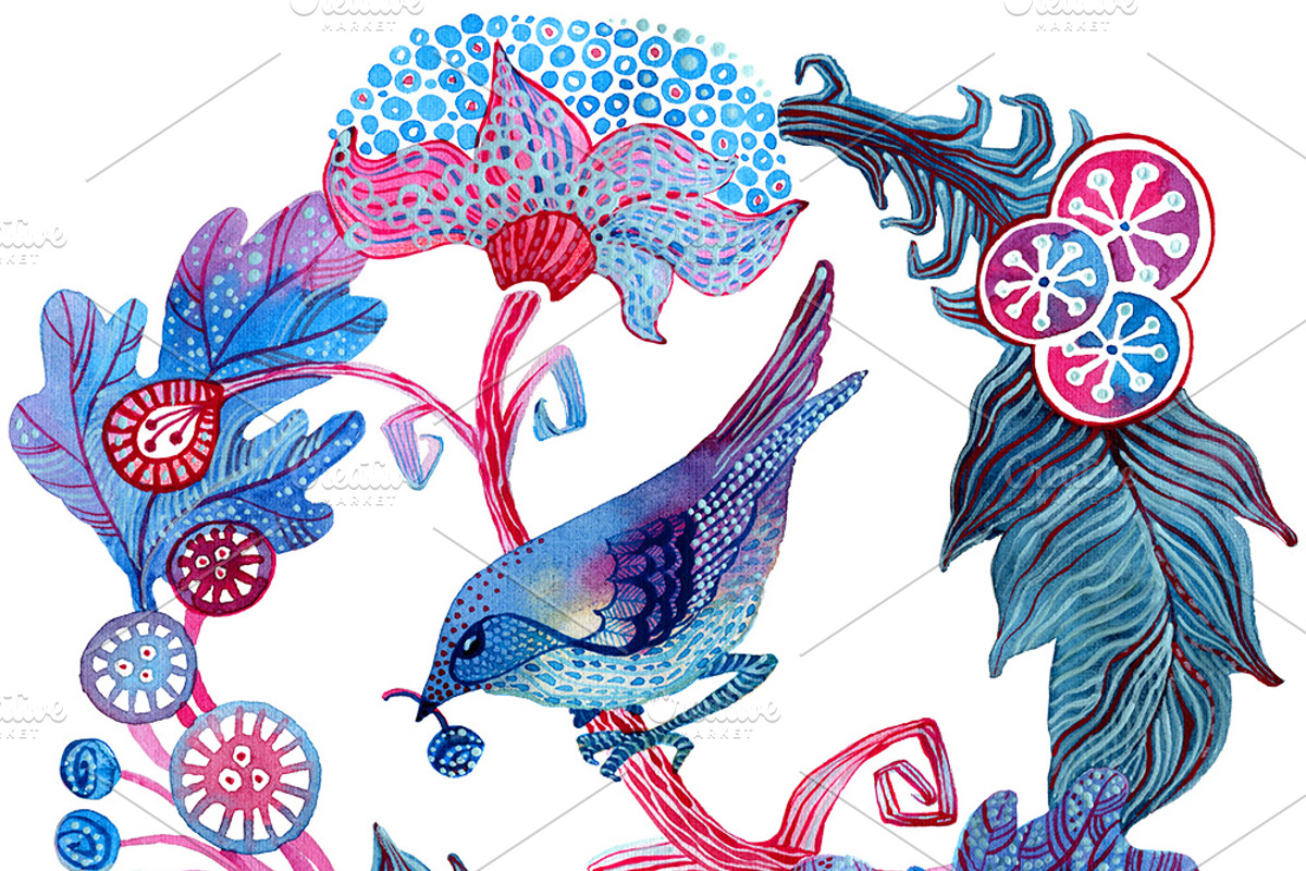 Bird in the wreath, a Decorative Illustration by Natasha Koltsova (Photo 1 of 2)
