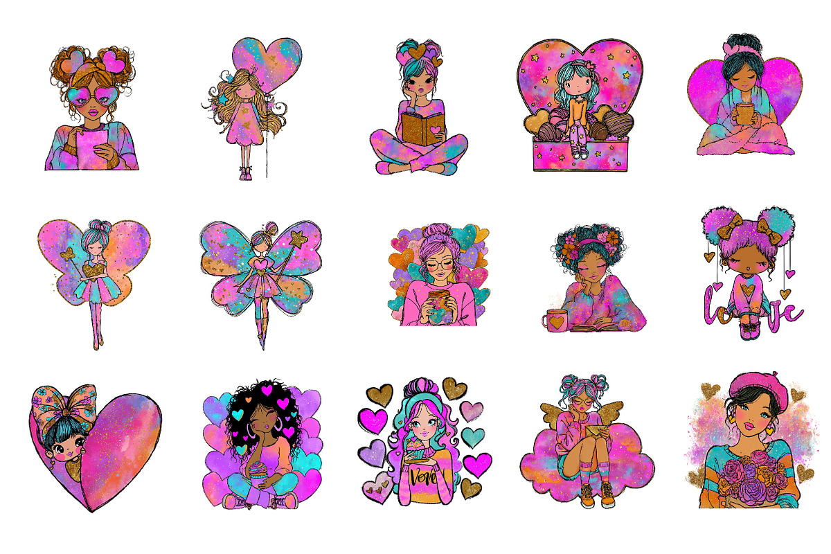valentine girl clipart, an Illustration by CreationArt (Photo 4 of 5)