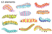 Caterpillars watercolor clipart, a Background Graphic by GoodFairyClipArt (Thumbnail 2 of 2)