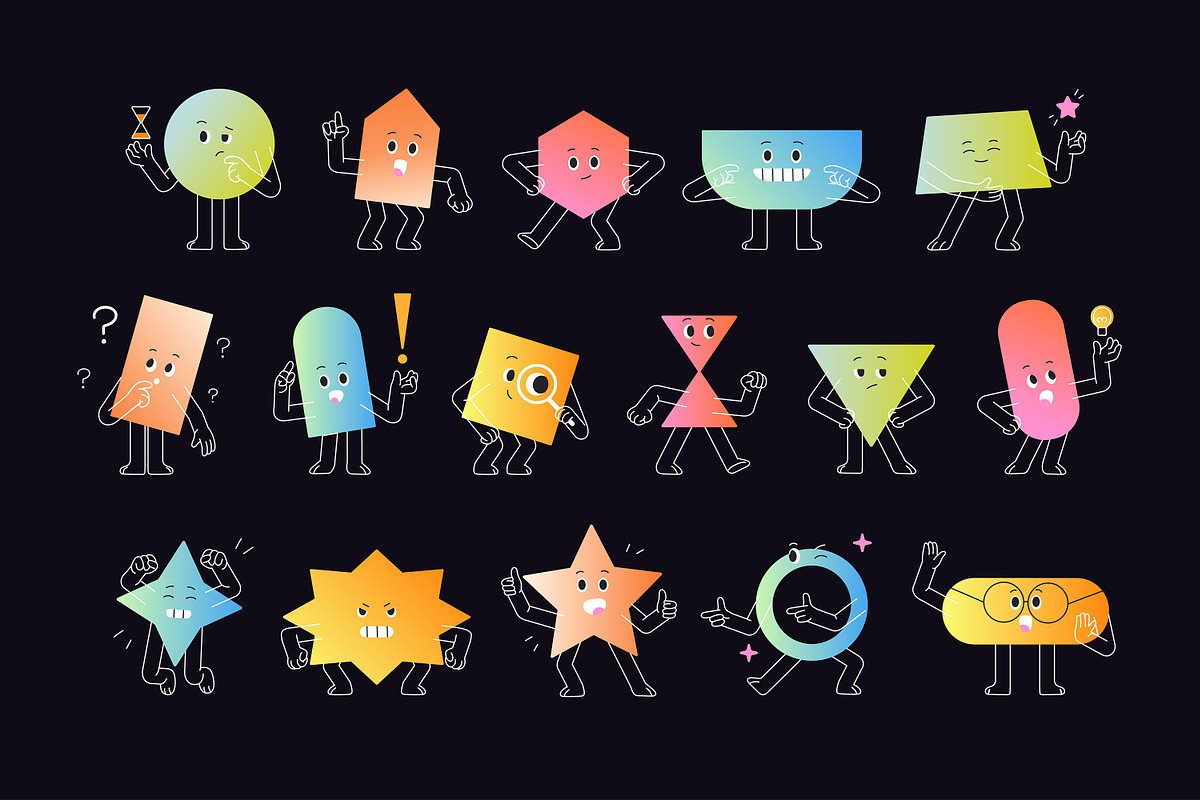 Funny geometric shapes set, stickers, an Object Illustration by PaperTrident (Photo 3 of 3)