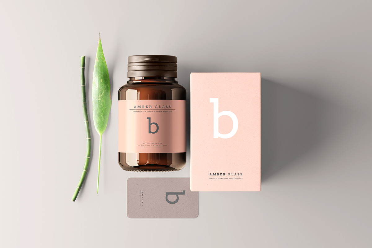 Amber Glass Bottle Mockups, a Cups & Container Mockup by pmvch (Photo 18 of 20)