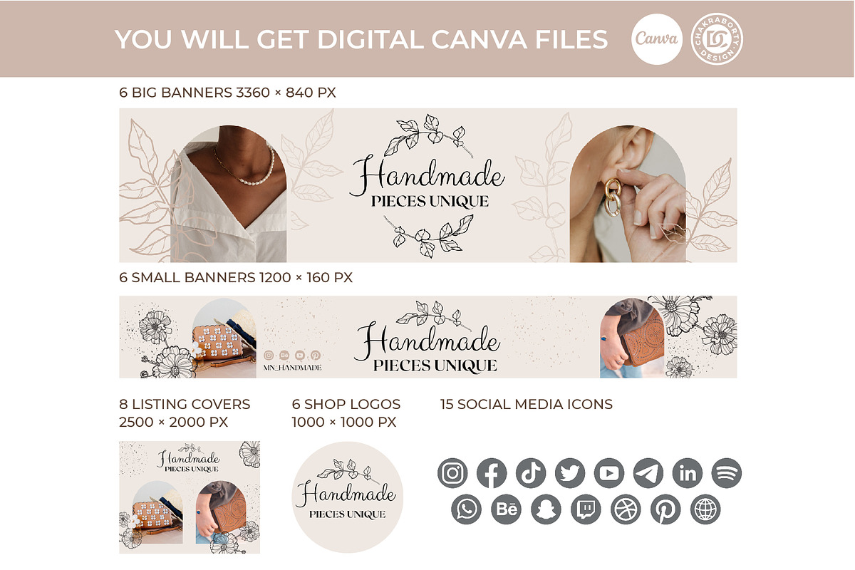 Editable ETSY shop branding kit, a Branding & Logo Template by Chakraborty Design (Photo 2 of 9)