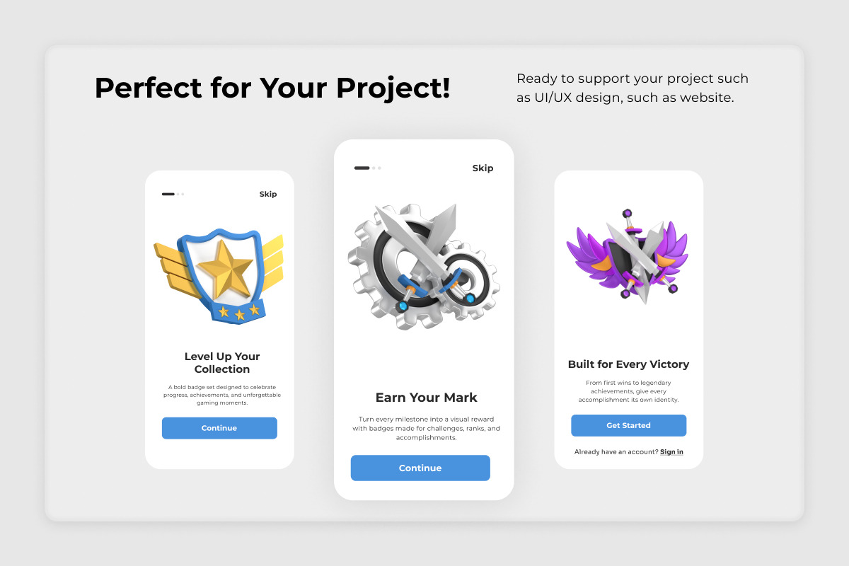 Game Badges 3D Icon Pack, a Decorative Illustration by twinstd (Photo 4 of 7)