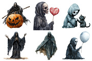 Halloween Funny Reaper Clipart, an Illustration by Pixels.Craft (Thumbnail 3 of 7)