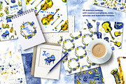 Watercolor musical patterns, a Pattern Graphic by NataliMiasStore (Thumbnail 2 of 6)