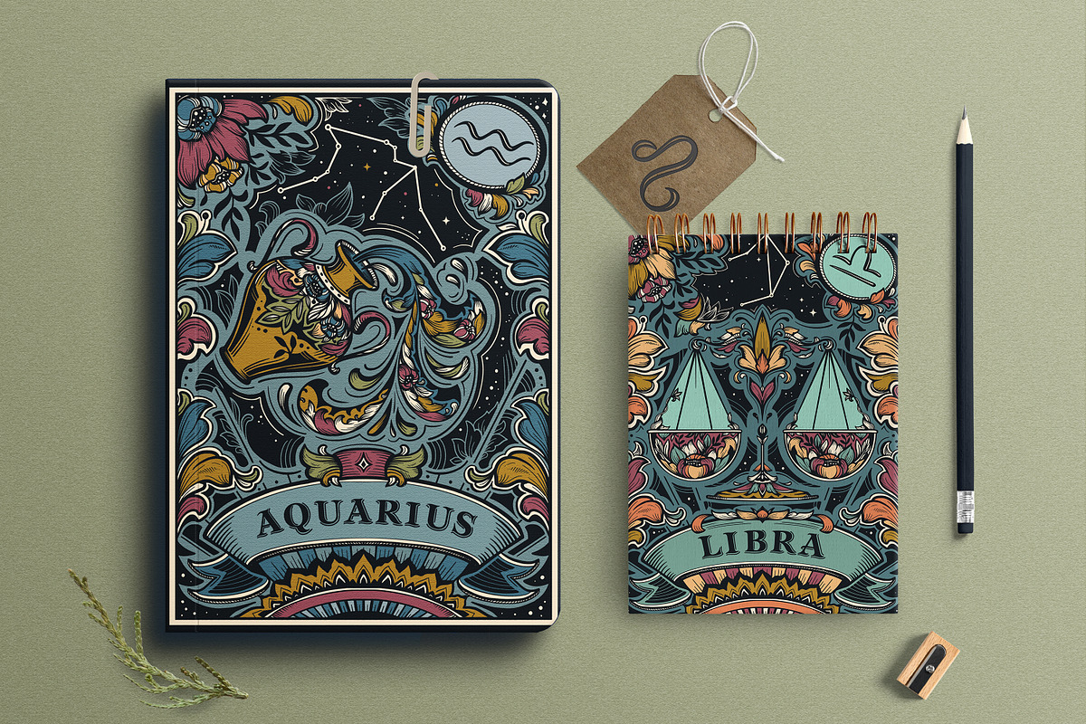 Zodiac Vector Set, a Decorative Illustration by Molly art (Photo 12 of 16)