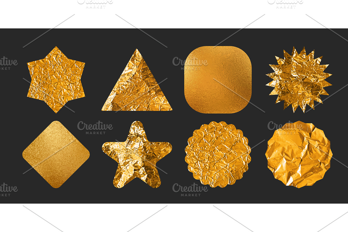 Gold foil sticker with crumpled, an Object Illustration by art PVP - market