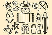 Beach Set Outlined & Colored, an Outline Icon by DeniseUytiepo (Thumbnail 3 of 5)