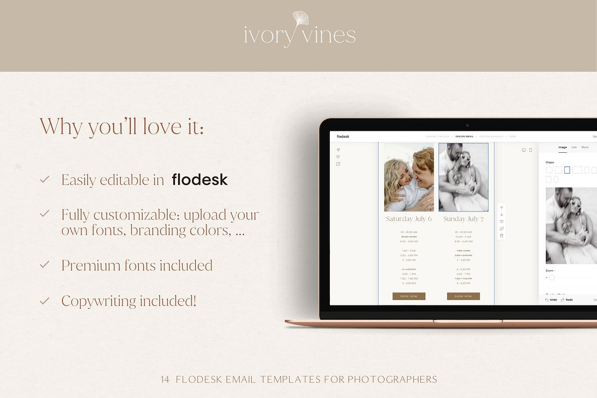 Photographer Flodesk Email Templates, an Email Template by Wonderlik Webdesign (Photo 2 of 9)