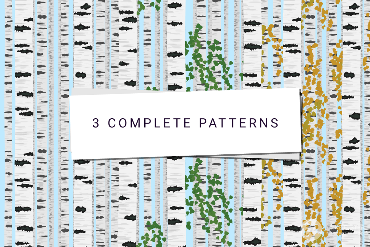 8 Birch Trees Vector Patterns, a Pattern Graphic by Anne Elster Design (Photo 4 of 4)
