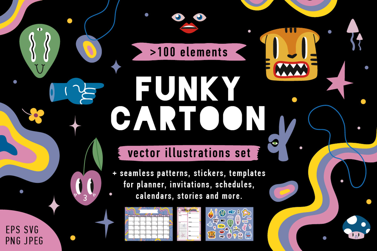 Funky cartoon illustrations, an Illustration by WinWinFolly (Photo 1 of 9)