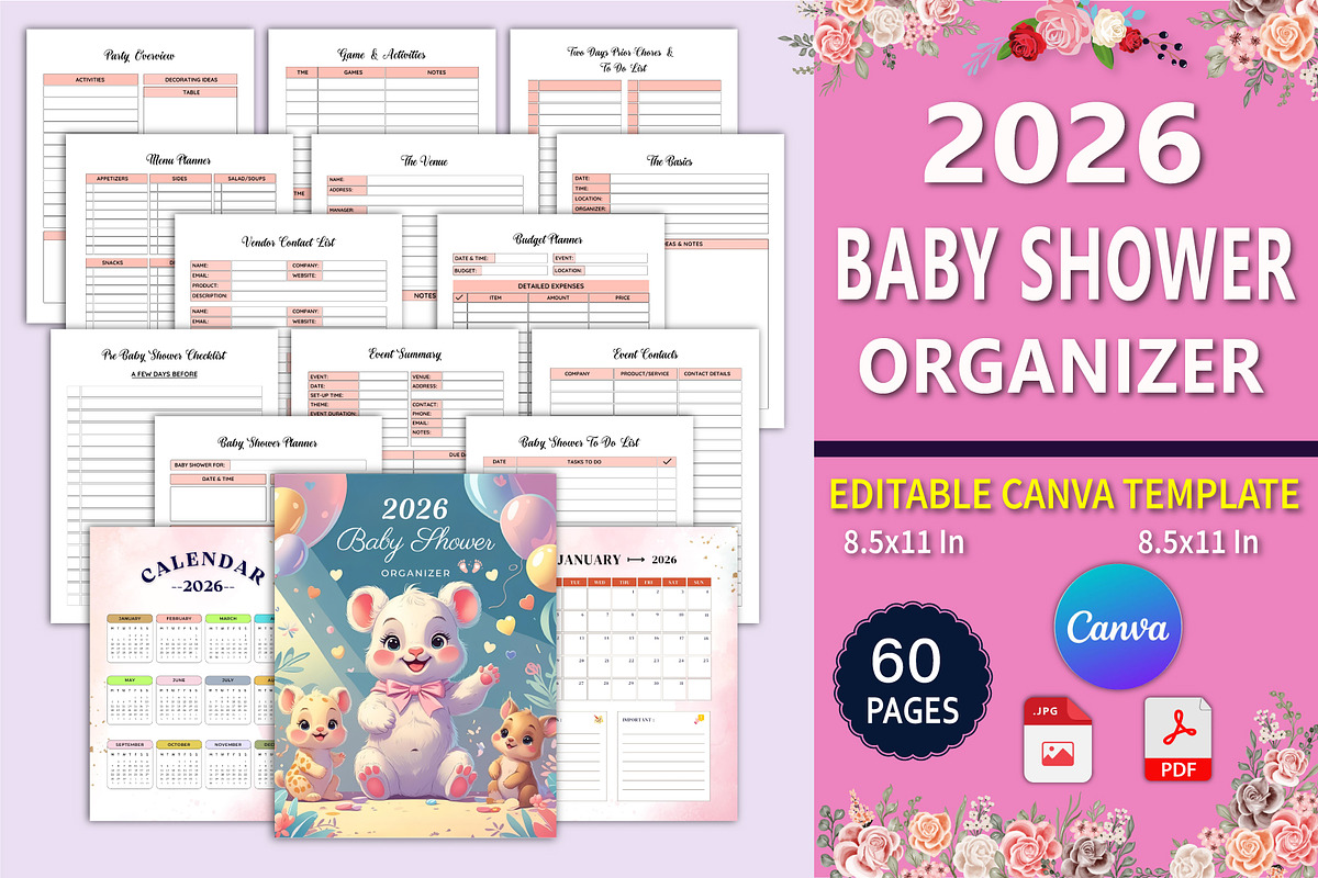 2026 Baby Shower Organizer, a Stationery Template by Designmela01 (Photo 1 of 7)