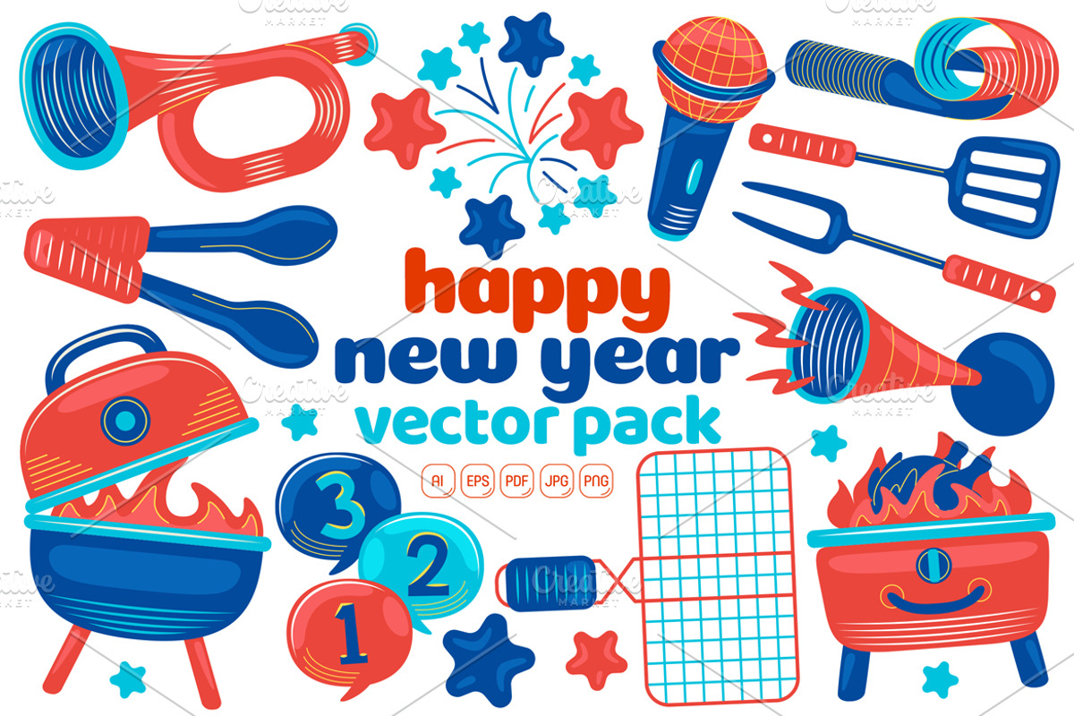 Happy New Year Vector Pack #02, an Object Graphic by MEDZ (Photo 1 of 3)