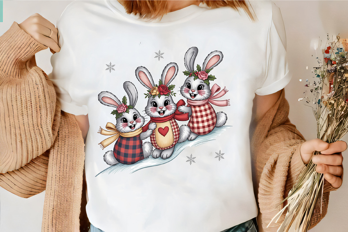 Faux Embroidery Three Christmas Bunn, an Illustration by CrexoraLab (Photo 3 of 4)
