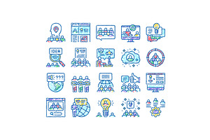 Crowdsourcing Business set Icons, an Object Illustration by pikepicture