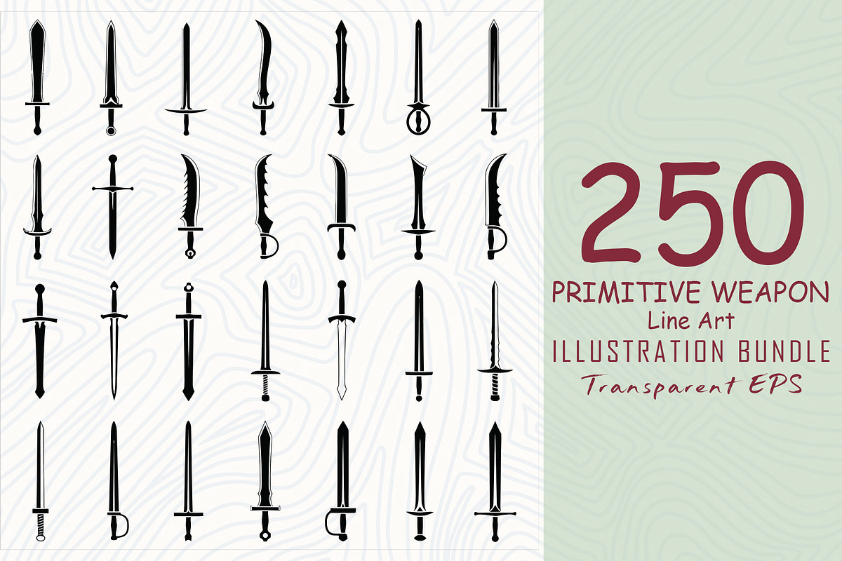 Primitive sword line art bundle, an Object Illustration by Sofia's Fashion (Photo 1 of 4)