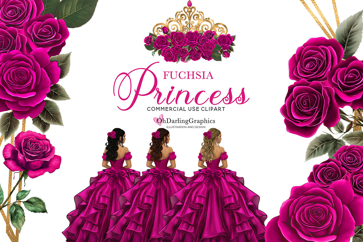 pink quinceanera dress clipart Pink Rhinestone Quinceaera Dress Clipart (PNG)