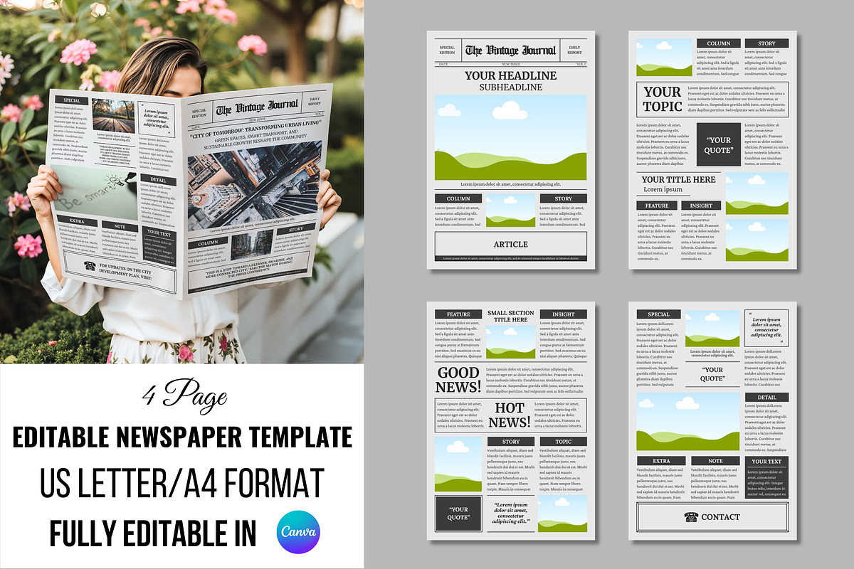 Vintage Newspaper Template, a Magazine Template by ZoloDesignHub (Photo 1 of 8)