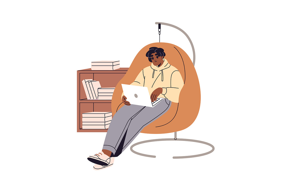 Freelance workers working online set, a Person Illustration by PaperTrident (Photo 9 of 9)