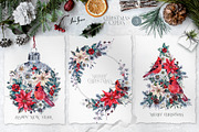 Cardinal Bird Watercolor Christmas, a Decorative Illustration by Inna Sinano (Thumbnail 3 of 10)