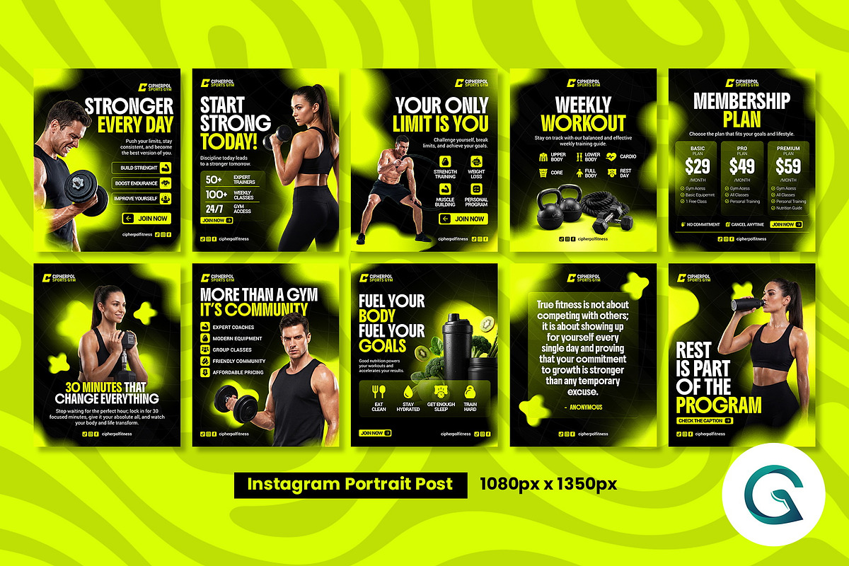 Fitness & Gym Social Media Template, a Social Media Template by Geelator Studio (Photo 2 of 4)