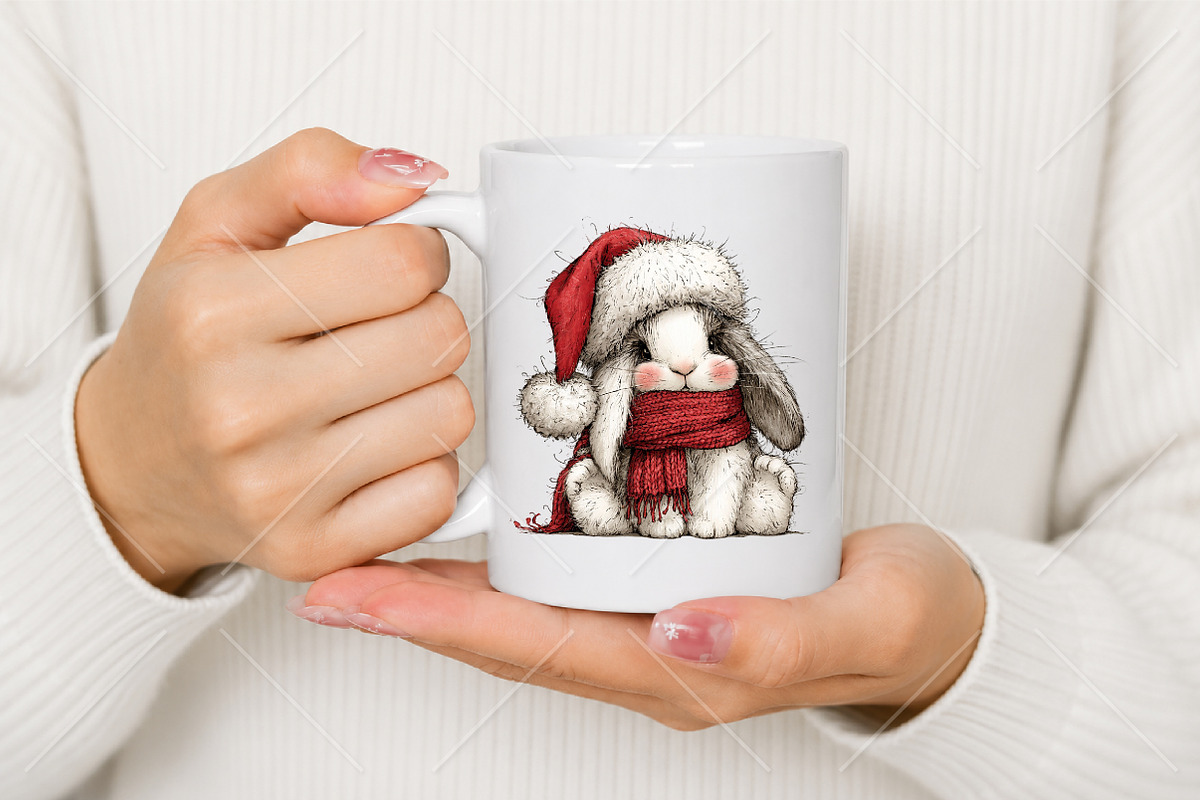 Whimsical Christmas Bunny Clipart, a Seasonal Illustration by Canvas Craft (Photo 9 of 10)