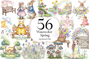 Watercolor Spring Floral PNG Clipart, an Object Illustration by KennedyStudio