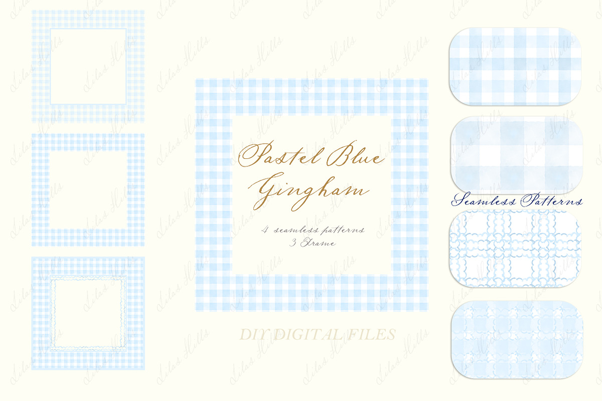 Gingham Pastel Blue Pattern Frames, an Illustration by LABFcreations (Photo 2 of 4)