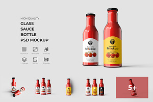 Glass Sauce Bottle PSD Mockup