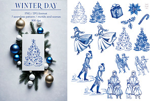 Winter Day Seamless Patterns Clipart