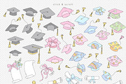 Groovy Graduation Party clipart set, an Education Illustration by @olga.angelloz (Thumbnail 2 of 2)