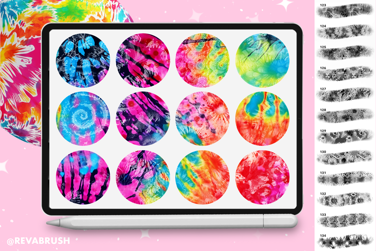 Procreate Tie Dye Textures brushes, a Brush Add-On by Revabrush (Photo 11 of 11)