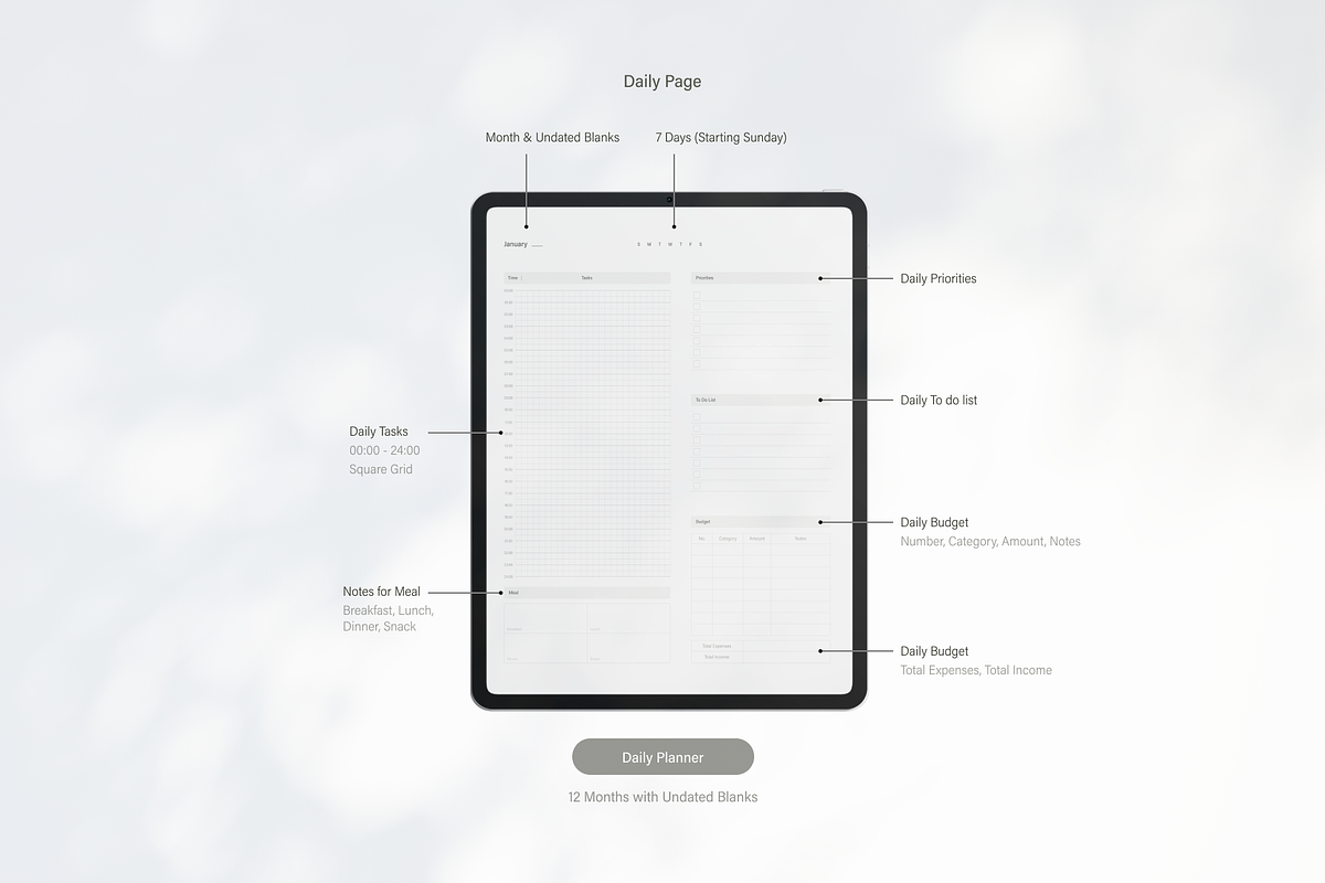 Digital Planner 2024 | White, an App Template by SydneyYeom (Photo 4 of 11)