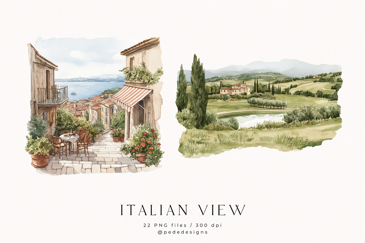 Italian View, a Decorative Illustration by PeDe Designs (Photo 6 of 9)