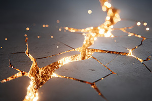 Molten lava glowing through cracked volcanic rock, a Background Photo by AlyaAnd